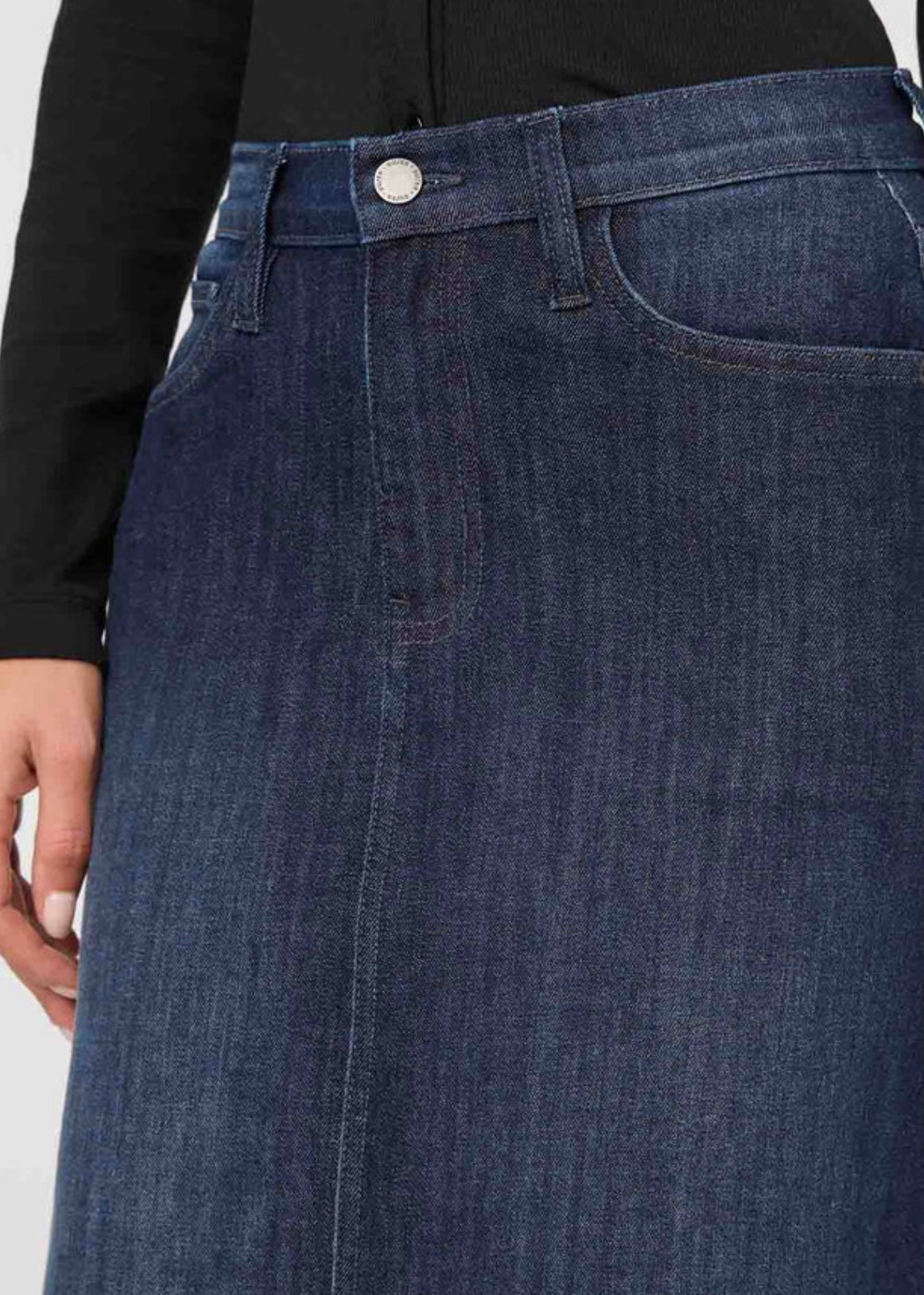 Performance Denim Slit Skirt - Dark Stone