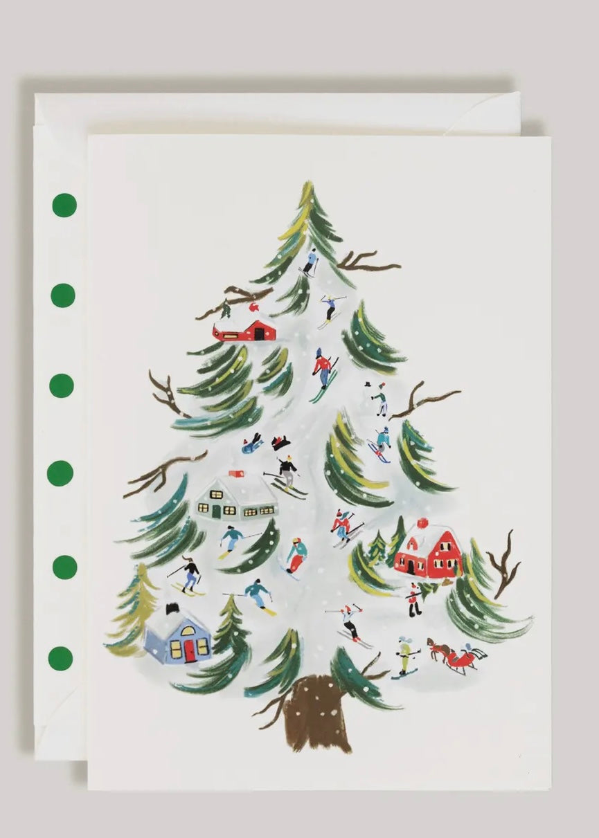 Christmas Tree Ski Holiday Greeting Card