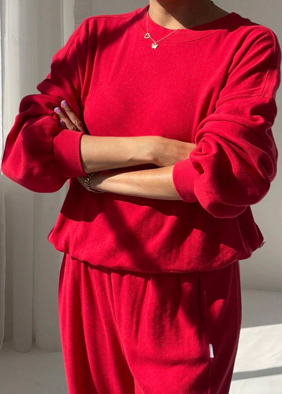 Pointelle Crew Sweatshirt