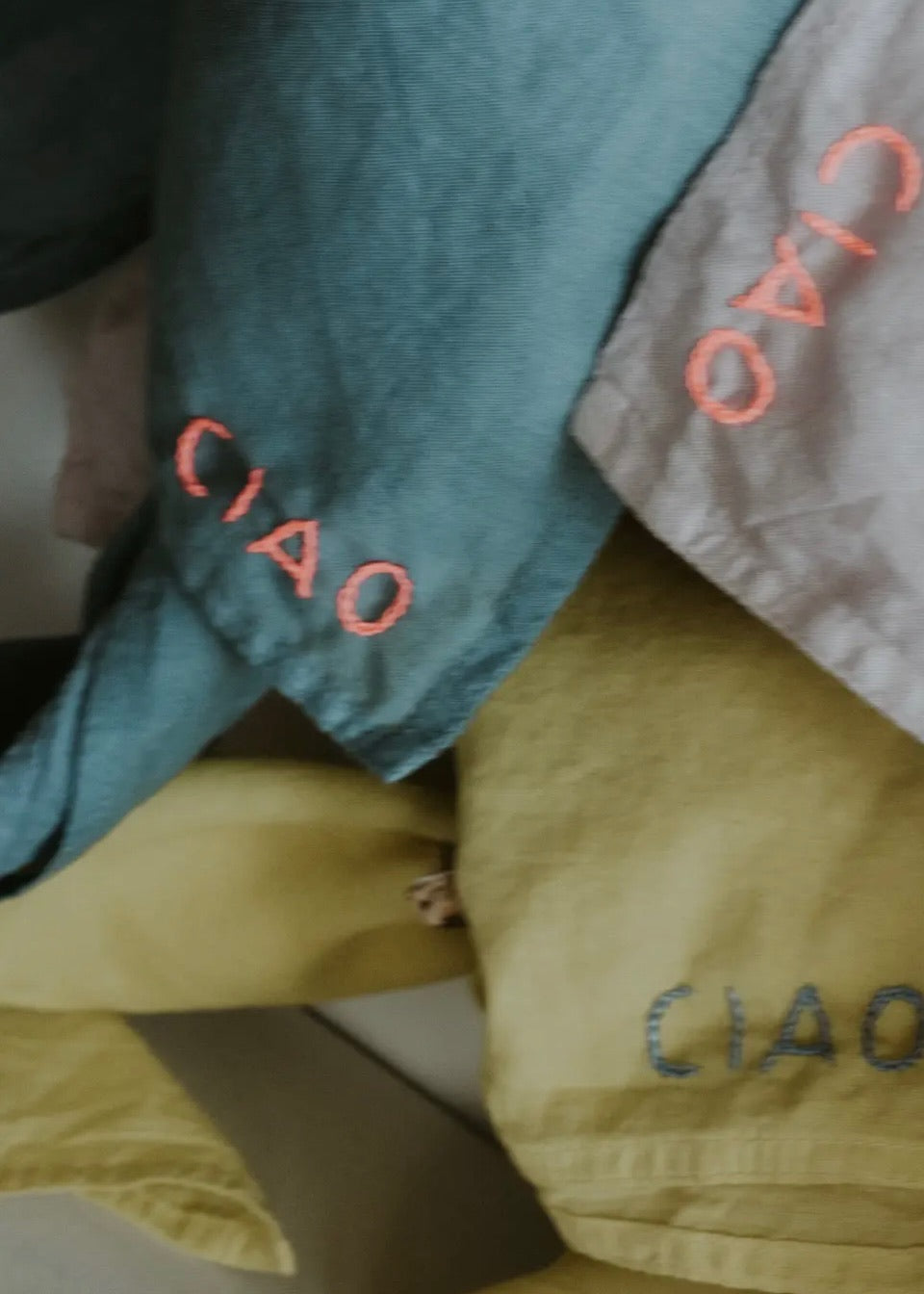 Hand Dyed + Embroidered Ciao Organic Cotton Bandana