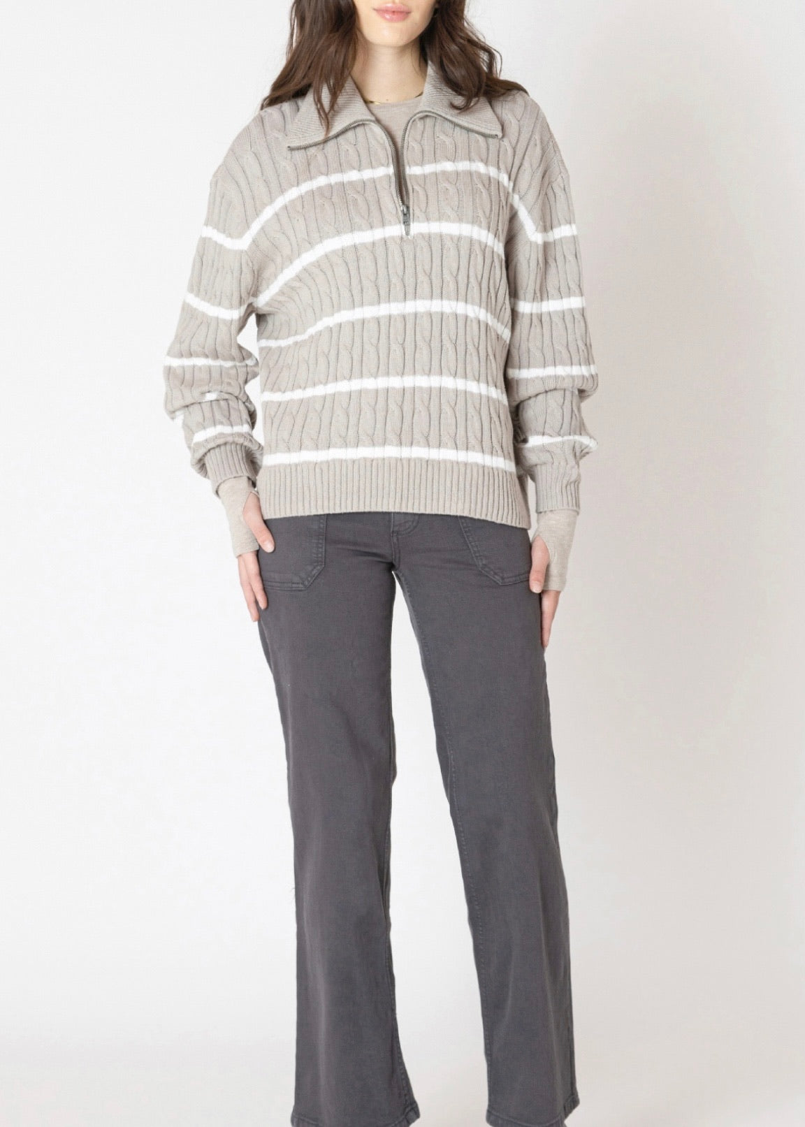 Half Zip Cable Sweater