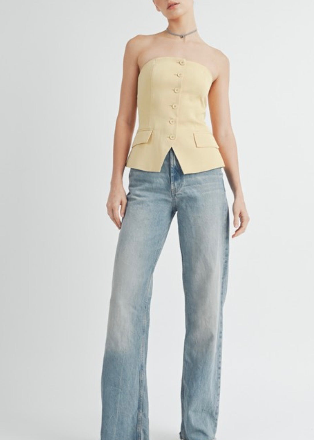 London Button Down Tube Top