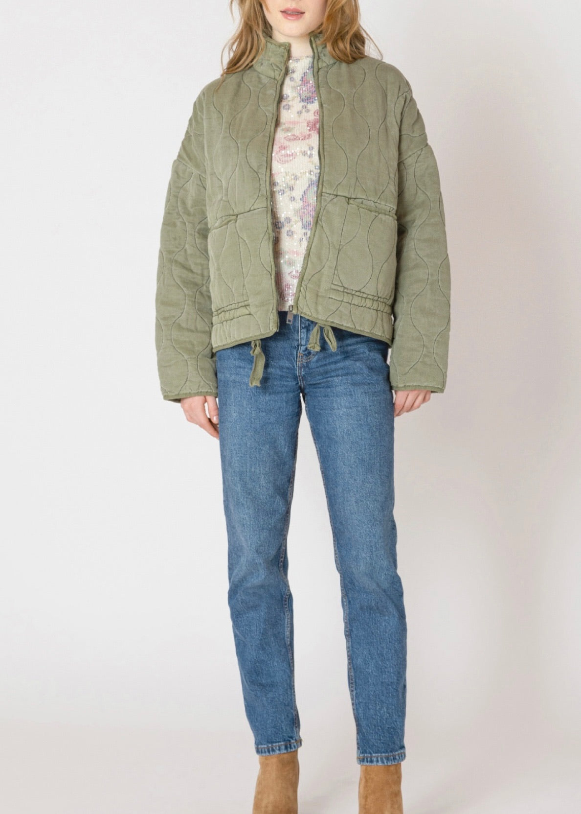 Drawstring Quilted Jacket