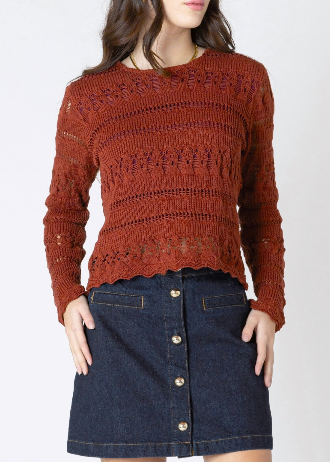 Scallop Hem Crochet Top