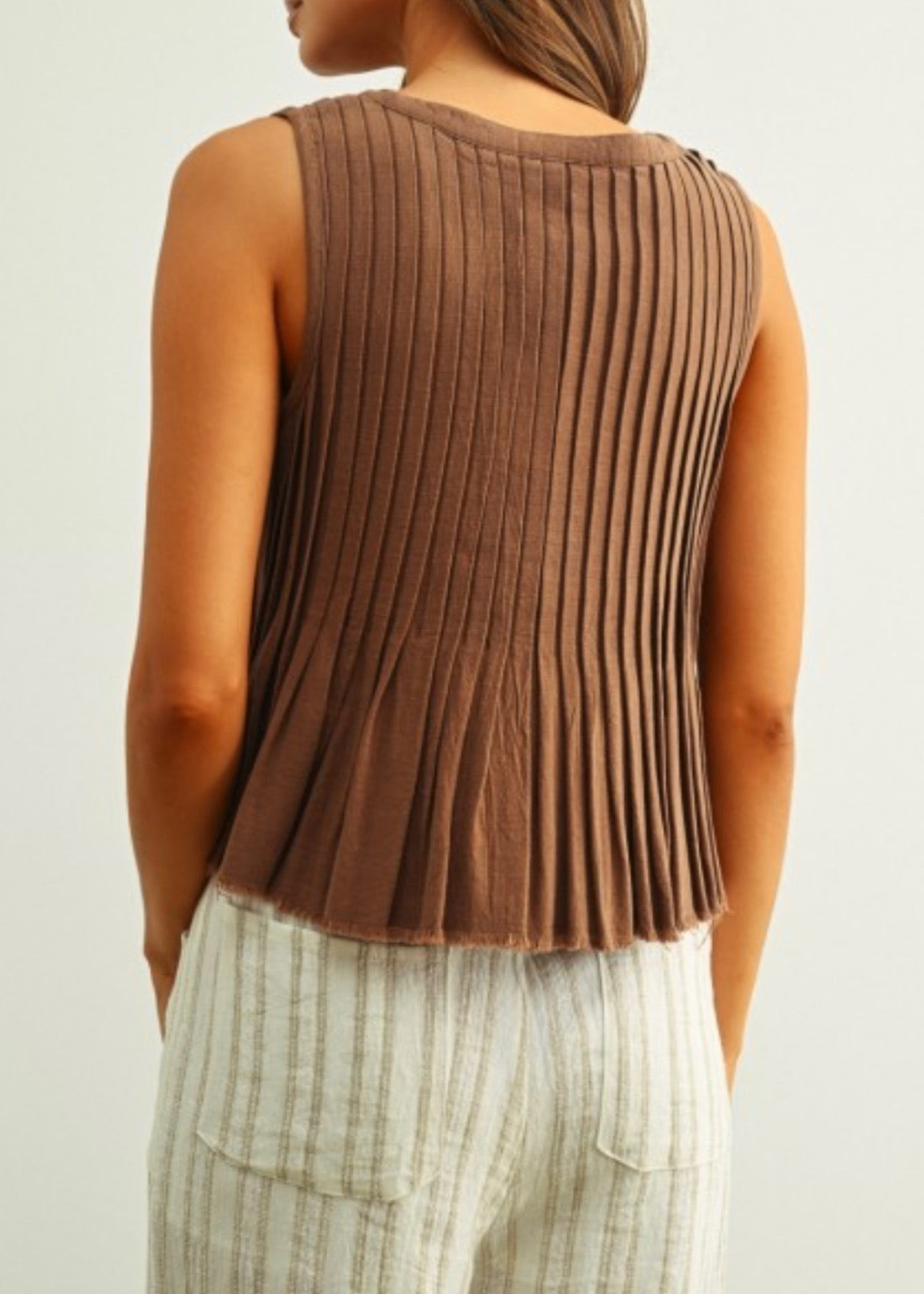 Mocha Pleated Top