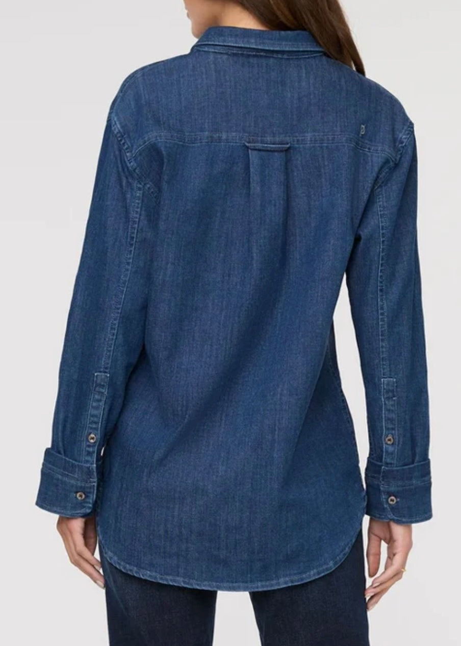 Performance Denim Lite Relaxed Button Down - Medium Stone