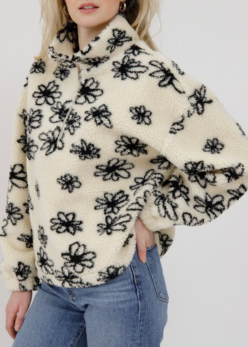 Floral Sherpa 1/2 Zip