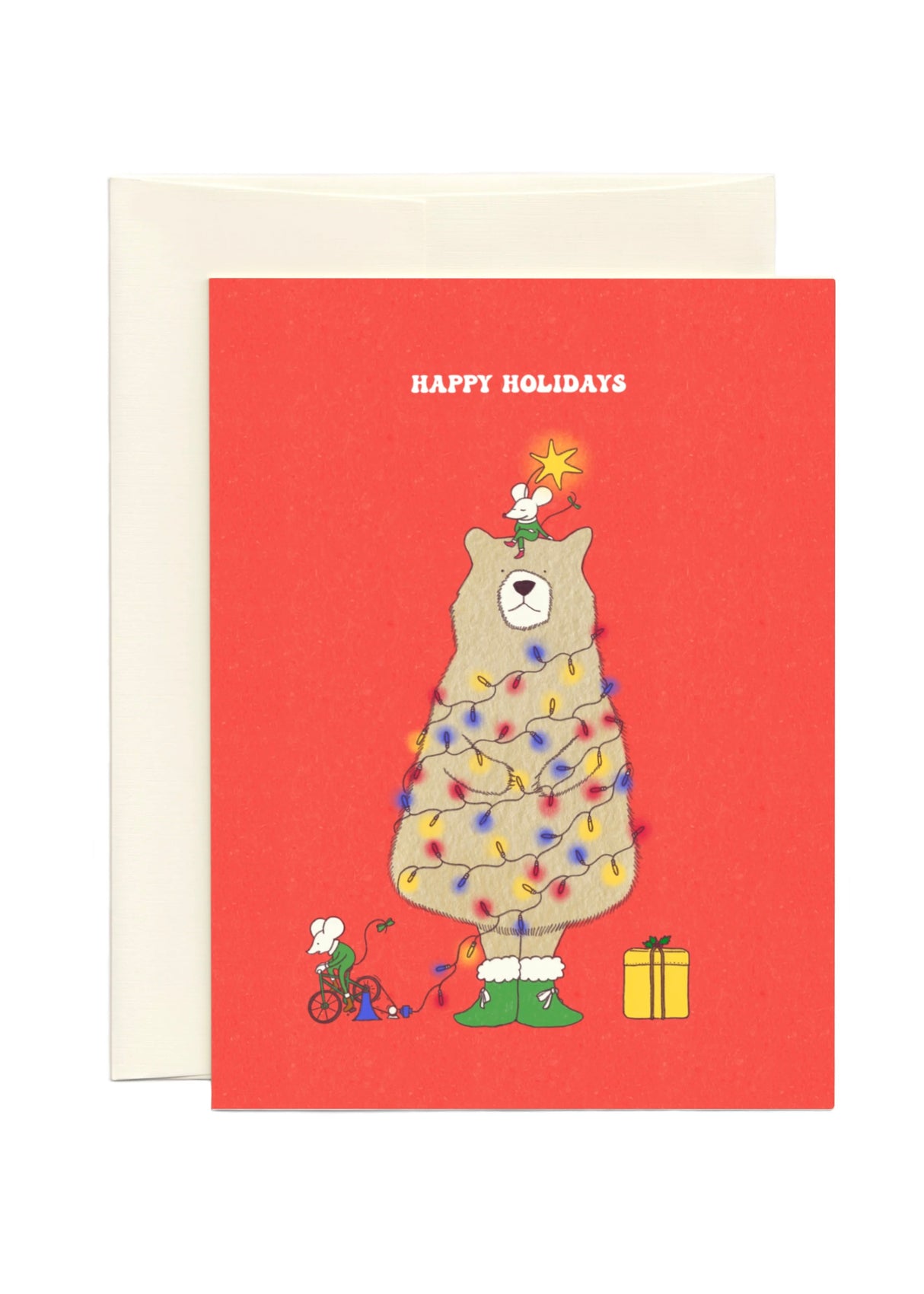 Christmas Card - Bear in Red