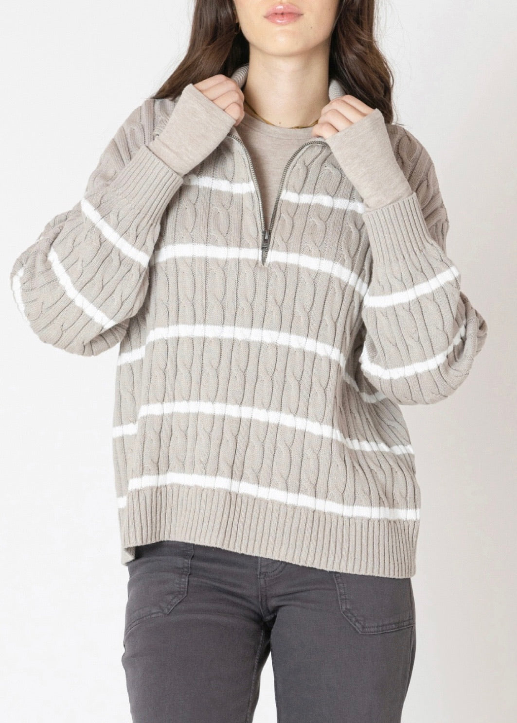 Half Zip Cable Sweater