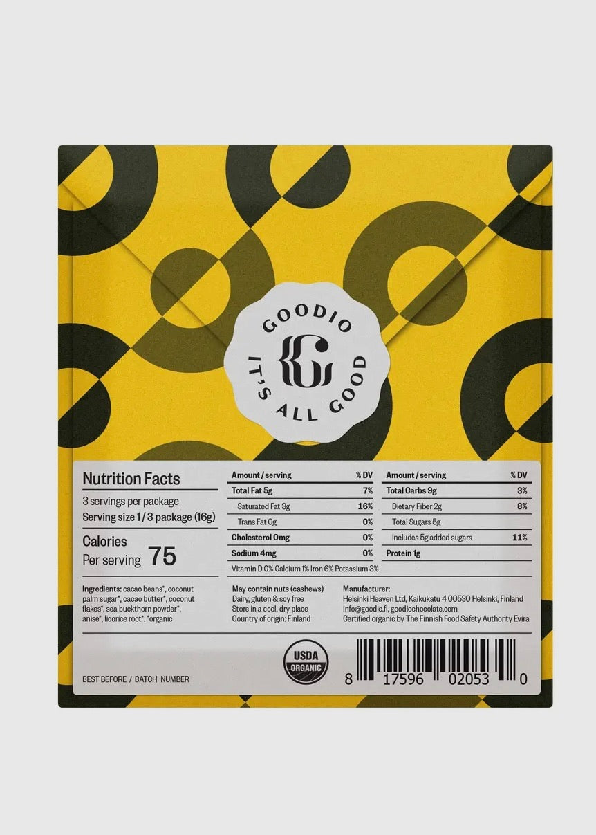 53% Licorice and Sea Buckthorn Chocolate