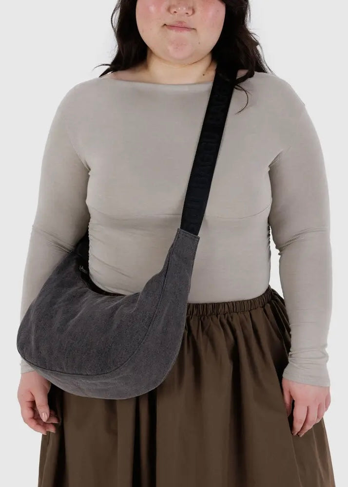 Medium Denim Crescent Bag