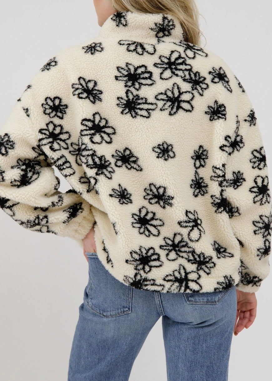 Floral Sherpa 1/2 Zip