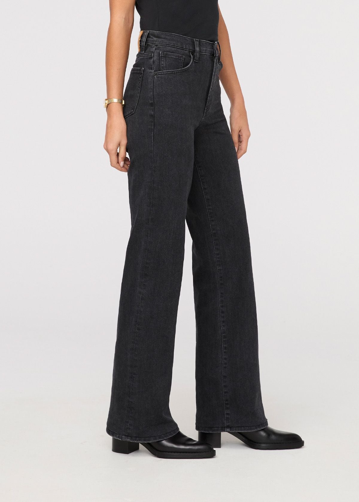 Midweight Performance Denim Wide Leg in Black Ash