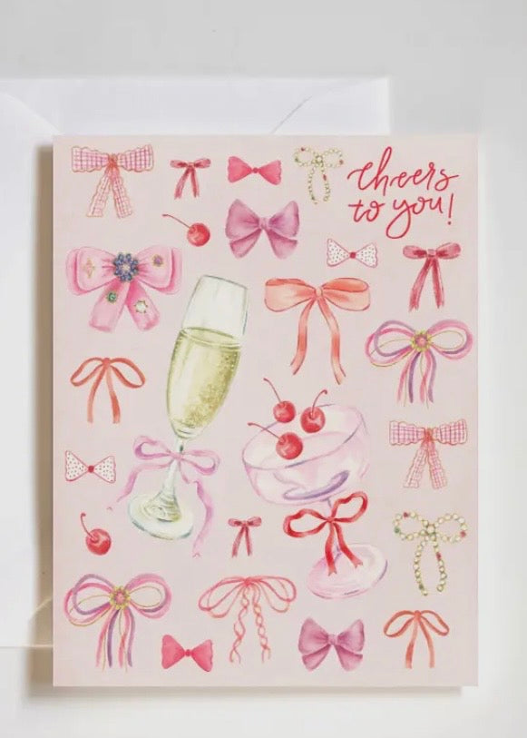 Cheers To You, Coquette Bow Cocktails, Cherries Card
