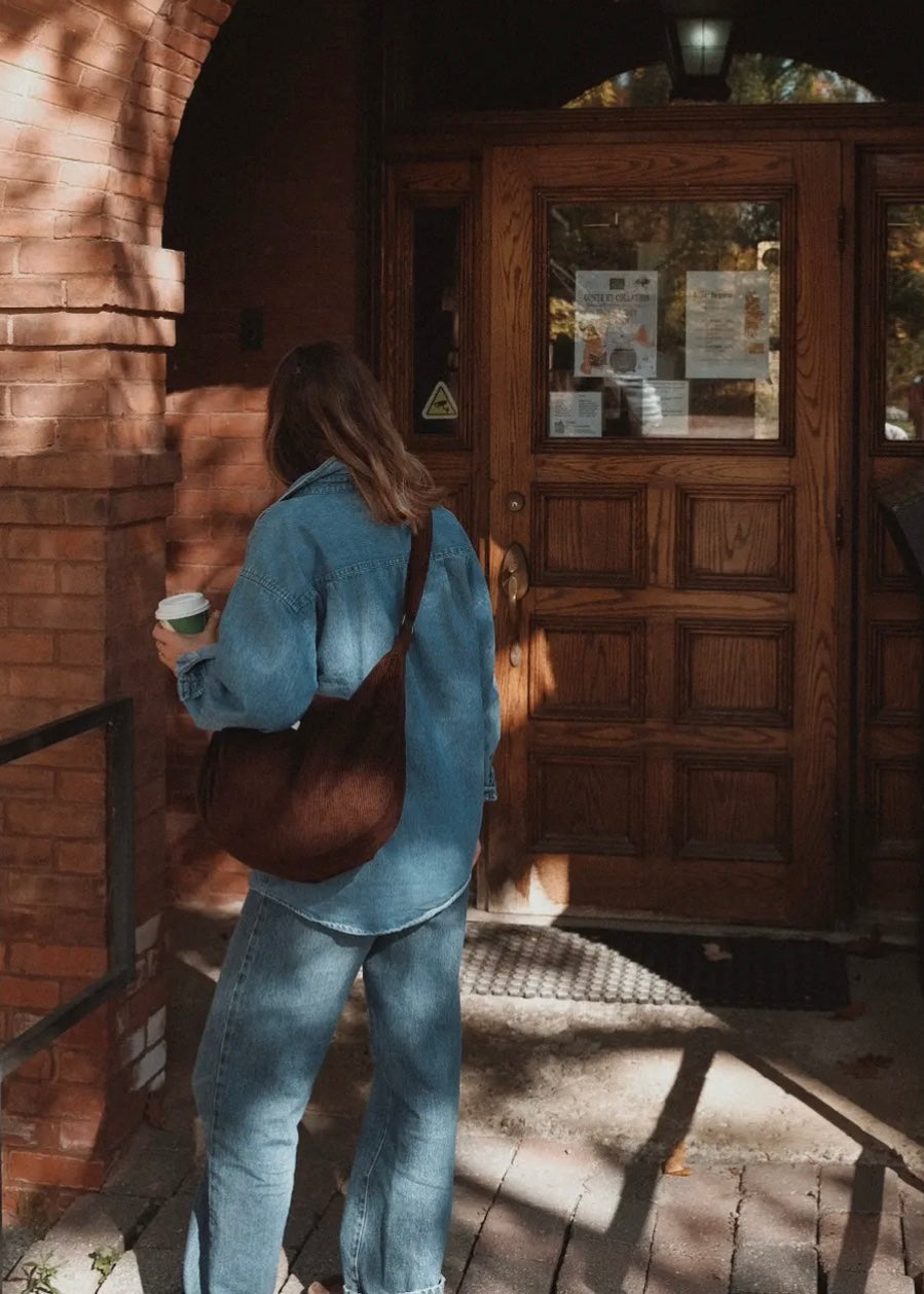 Crescent Corduroy Crossbody Bag