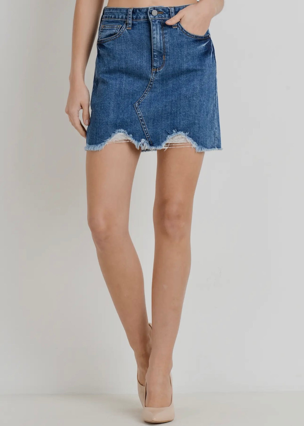 Med- A-Line Skirt w/ Hem Destruction