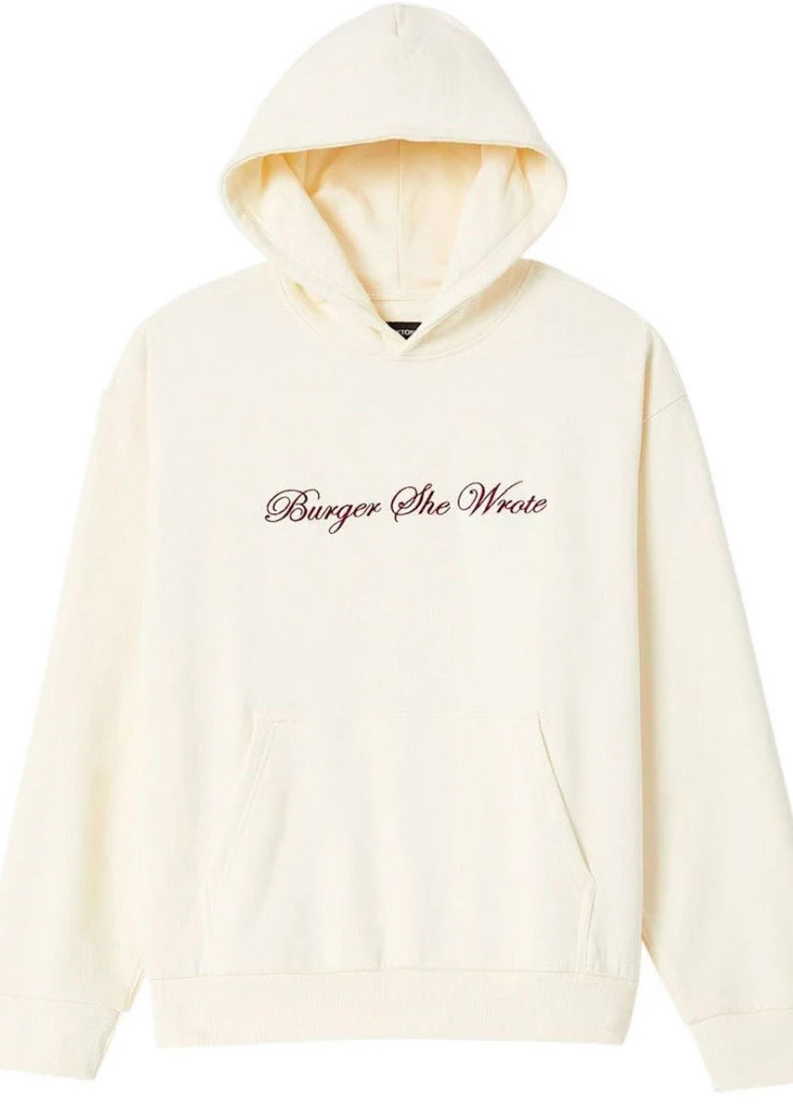 Burger She Wrote Hoodie Natural