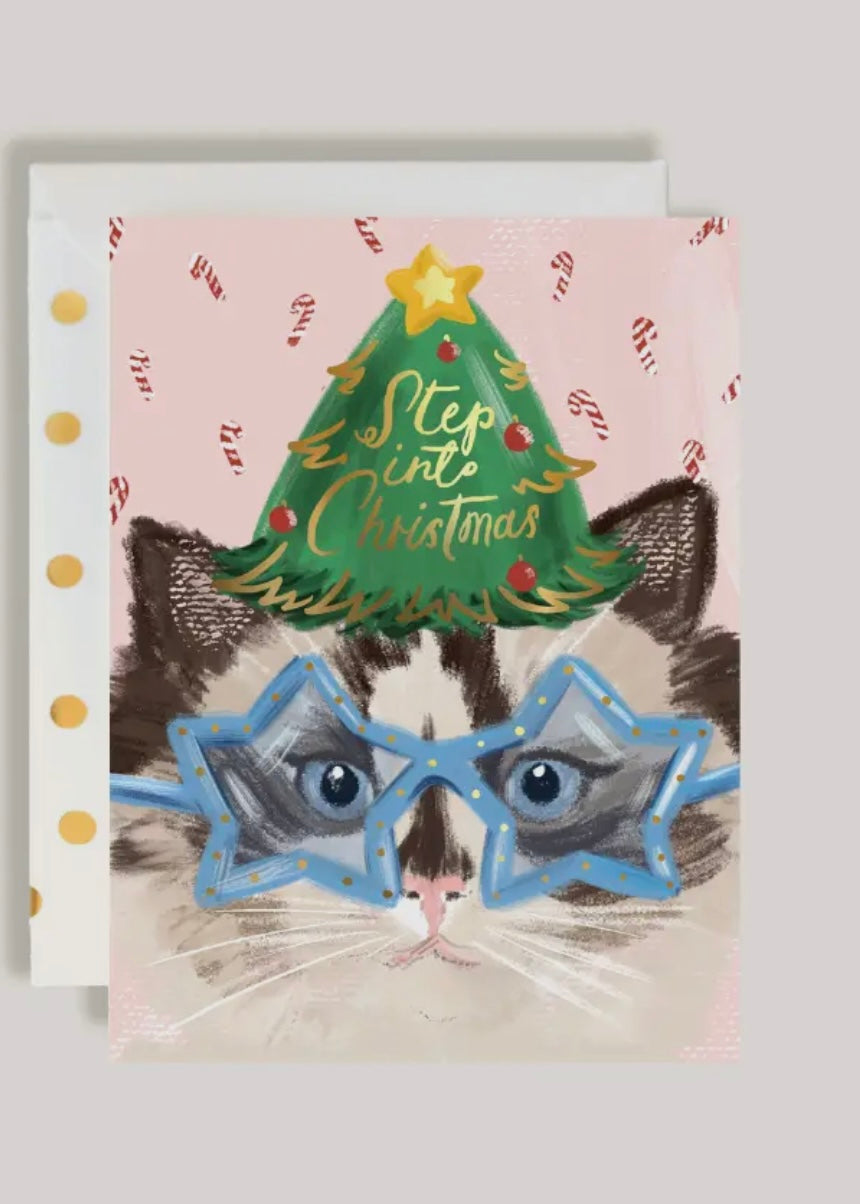 Step Into Christmas Elton Cat Card