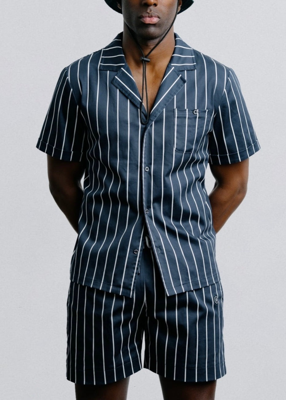 Stripe Camp Collar Shirt