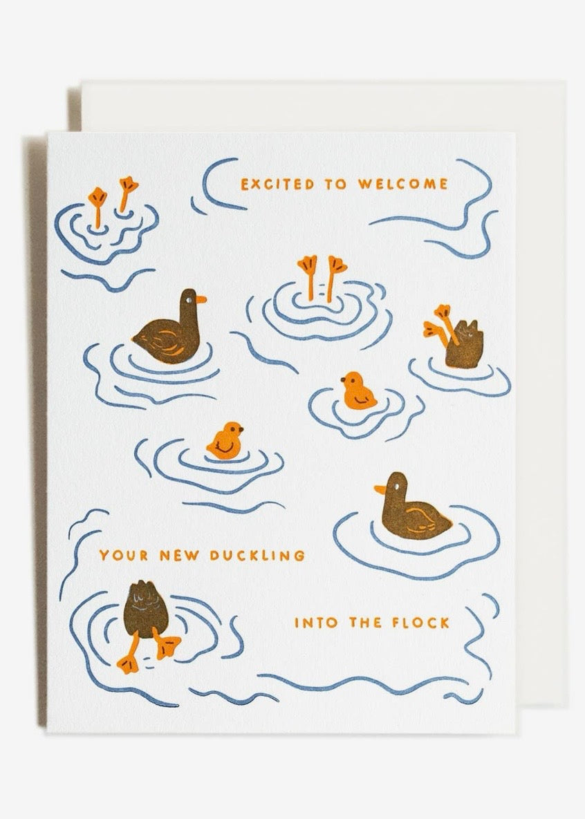 Duckling Flock | New Baby | Letterpress Card