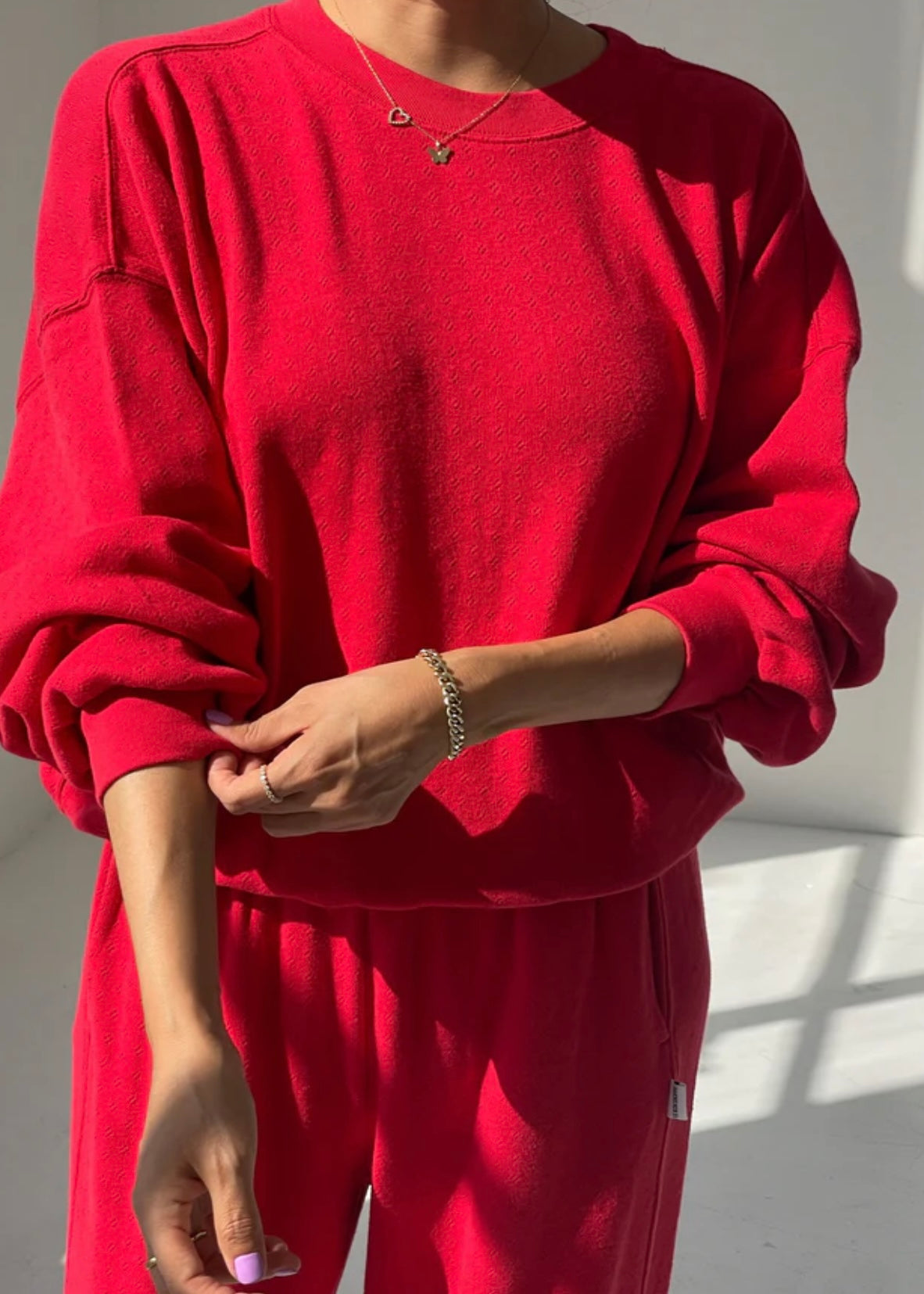 Pointelle Crew Sweatshirt