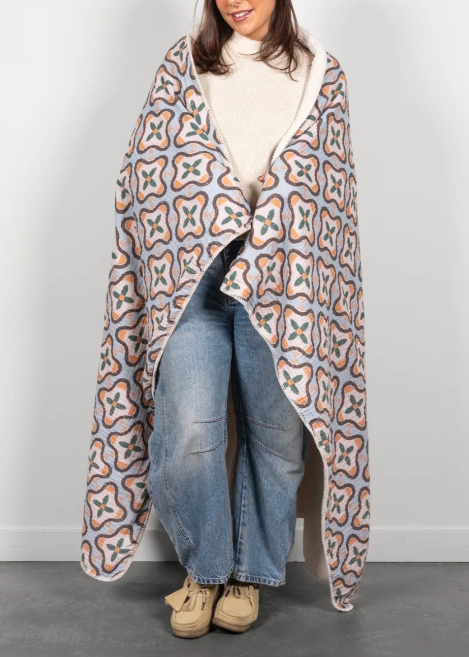 THE MOSAIC | Block Print Sherpa Lined Throw