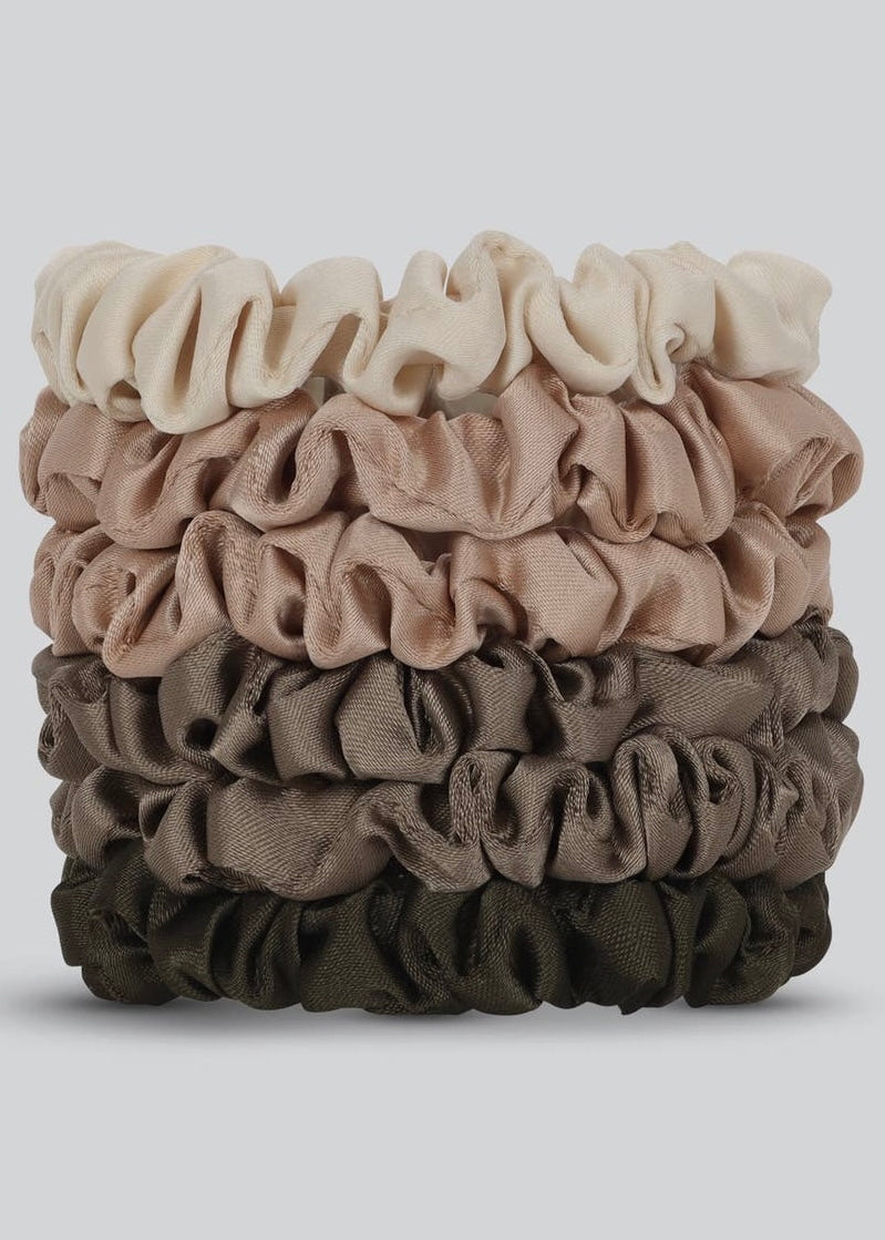 Ultra Petite Satin Scrunchies 6pc - Eucalyptus