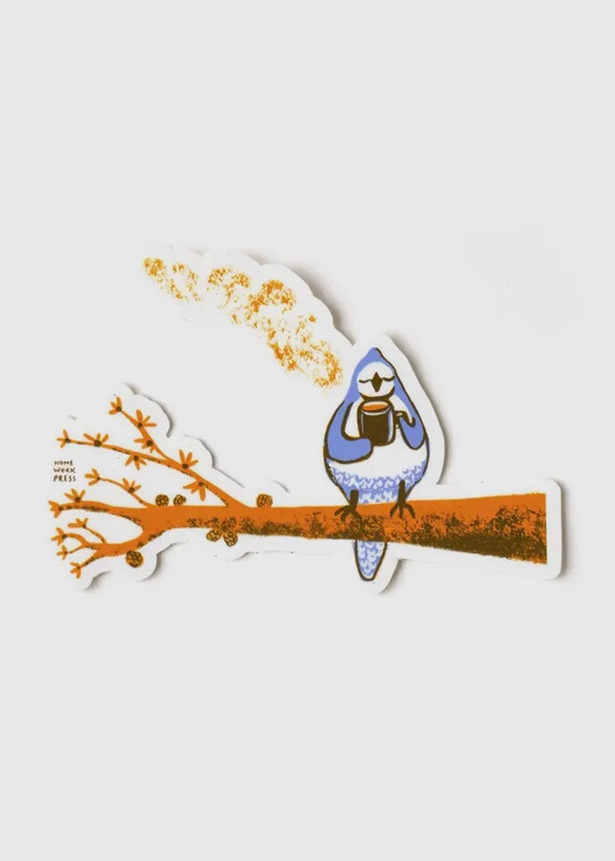 Coffee Bird Vinyl Sticker