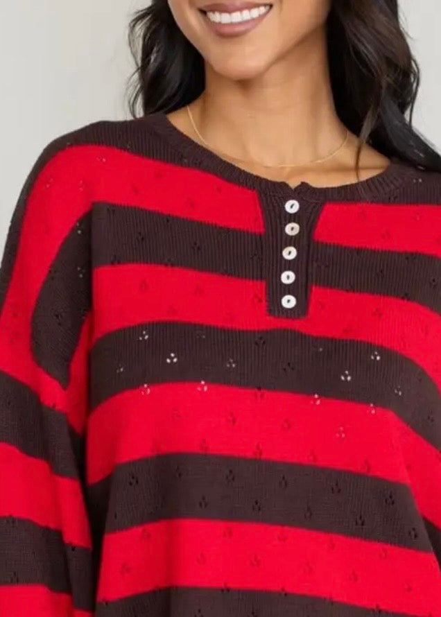 Olivia Pointelle Henley Sweater