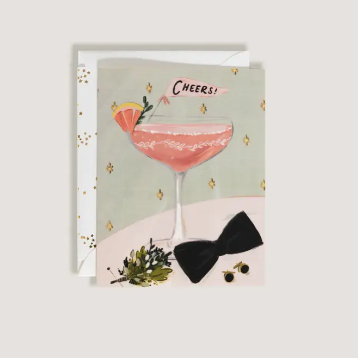 Cheers Wedding Cocktail Martini Card