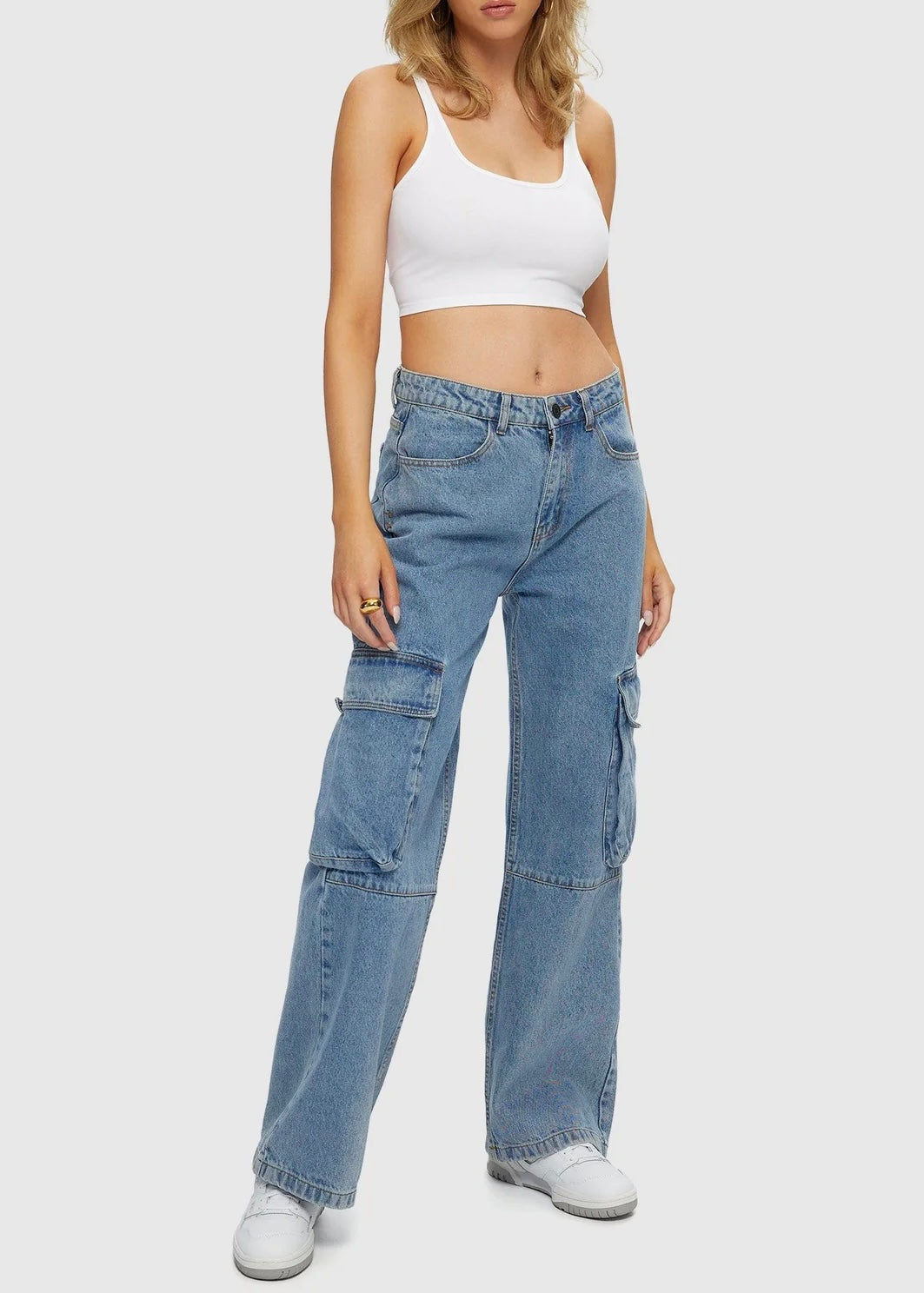 Low Rise Cargo Denim