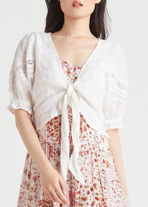 IMPERFECT Dex Puff Sleeve Tie Blouse