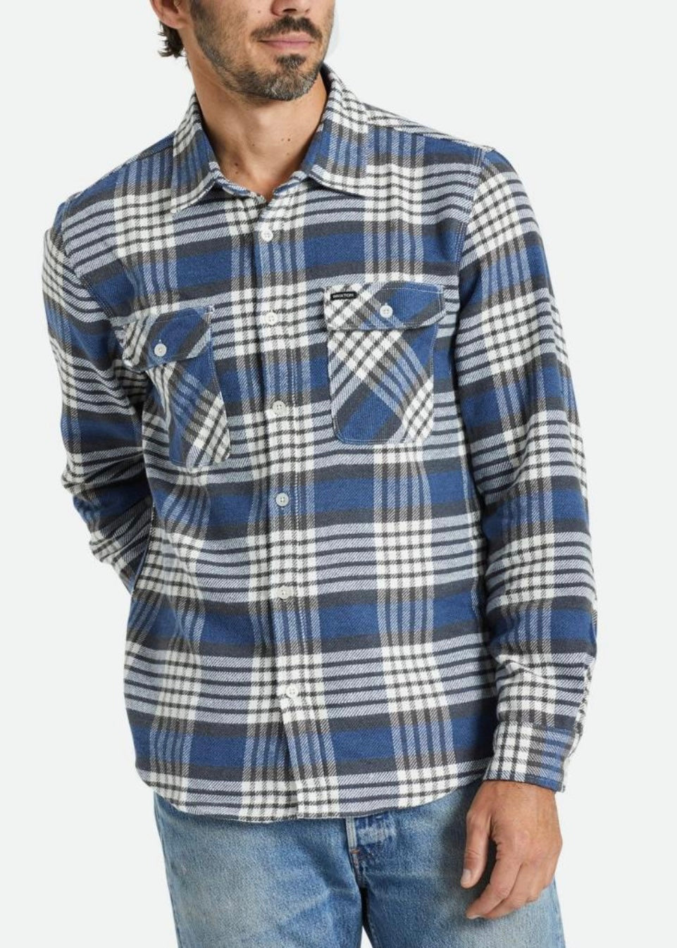 Bowery Flannel - Pacific Blue, White & Black