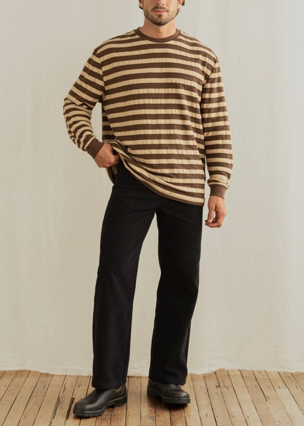 Textured Stripe LS T-Shirt