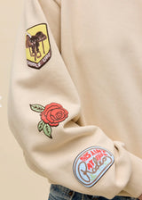 Western Patches Oversized Crew Sweatshirt
