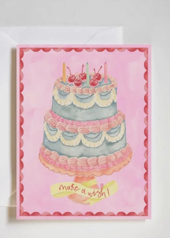 Make A Wish Retro Cake Birthday Card