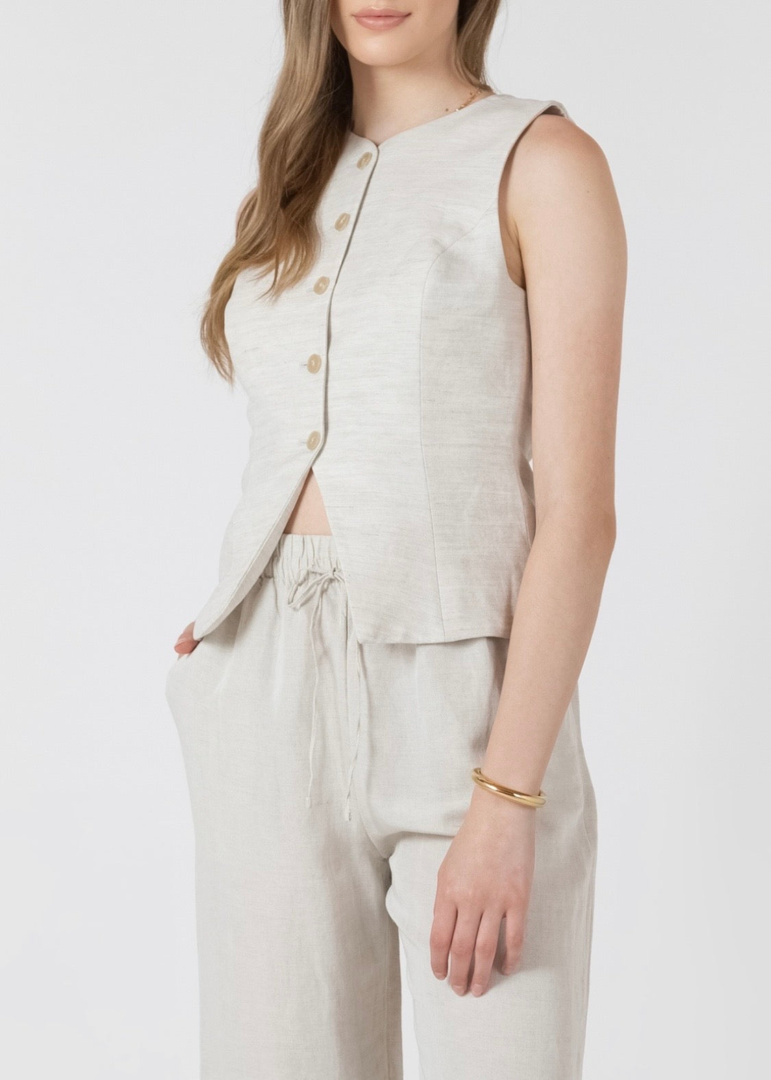 Ecru Button Up Vest