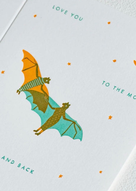 Bats Moon & Back | Letterpress Card