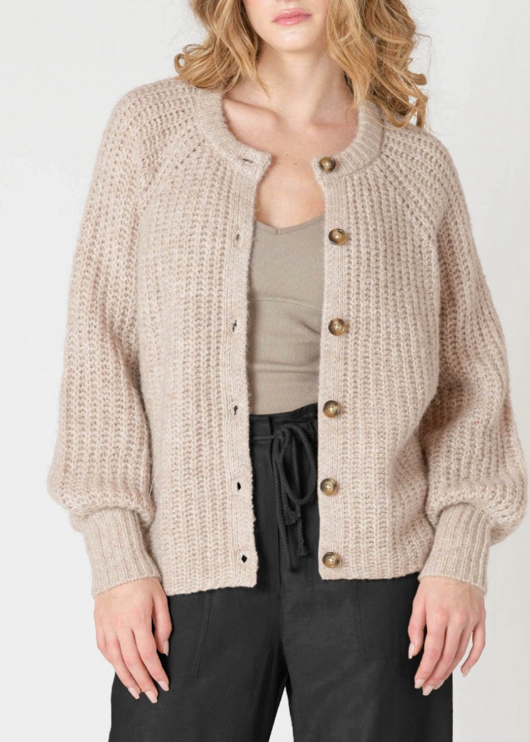 Crewneck Textured Cardigan