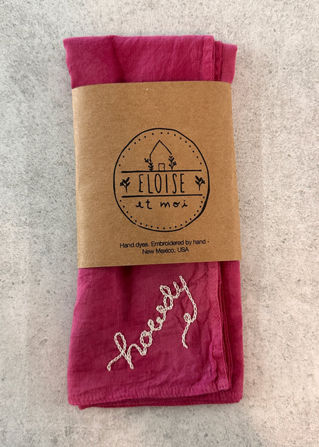 Hand Dyed + Embroidered Howdy Organic Cotton Bandana