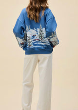 Alpine Ski Scene Oversized Crewneck