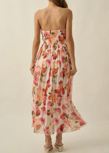 Floral-Print Mesh Smocked Dress