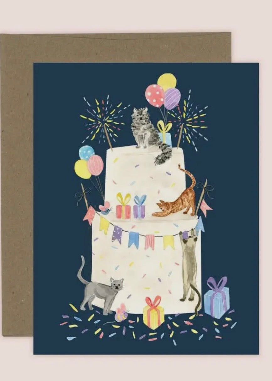 Party Cat Cake Birthday Card