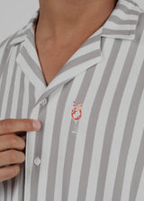 Embroidered Jersey Camp Collar Shirt