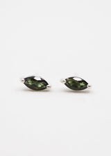 Green Tourmaline Marquise Studs in Sterling Silver