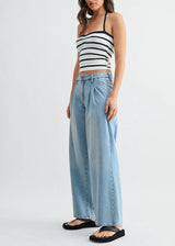 Lightweight Pleated Wide Leg