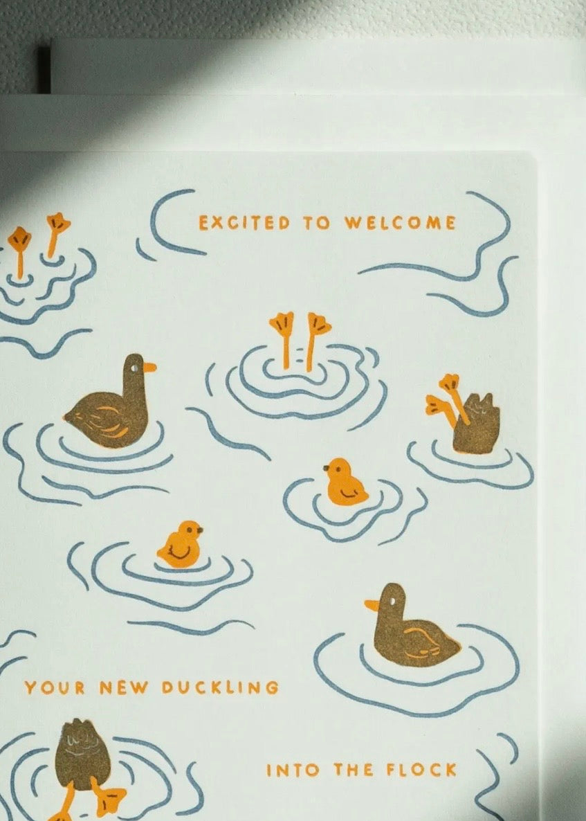 Duckling Flock | New Baby | Letterpress Card
