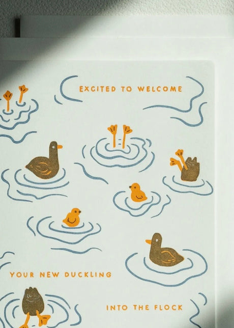 Duckling Flock | New Baby | Letterpress Card