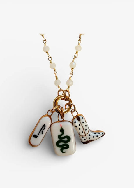 Gemstone Charm Holder Necklace w/ Extender