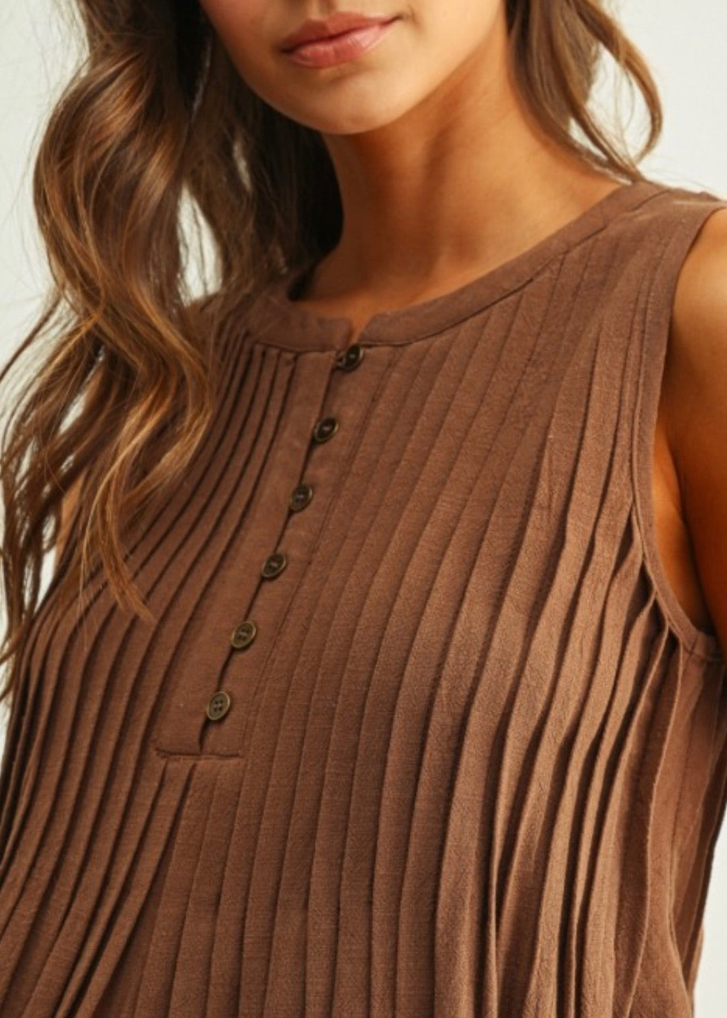 Mocha Pleated Top
